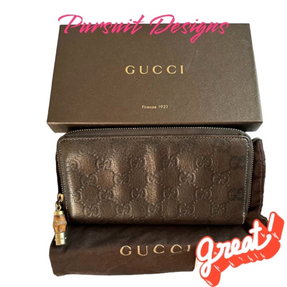 Gucci Monogram Leather Wallet Set Luxury Authentic
